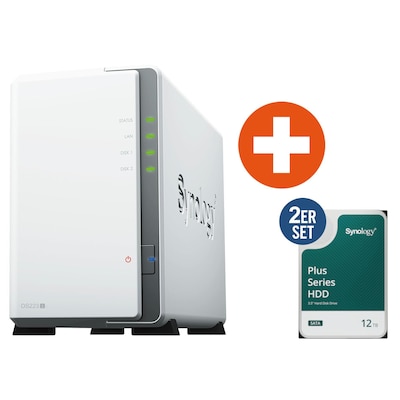 Synology  DS223j NAS System 2-Bay 24 TB inkl. 2x 12 TB  HDD HAT3310-12T | 04711174724765