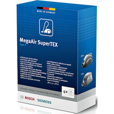 Bosch/Siemens MegaAir SuperTEX Typ P Staubsaugerbeutel + Filter (4+1)