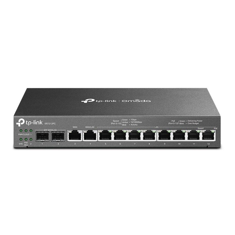 TS PC günstig Kaufen-TP-Link Omada ER7212PC V1 Router 8-Port Gigabit Switch PoE+ VPN. TP-Link Omada ER7212PC V1 Router 8-Port Gigabit Switch PoE+ VPN <![CDATA[• Desktop Switch + Roter mit VPN-Funktionalität • 8 Ports , 8 mit PoE (110 W Budget) • Kühlung: passiv (lüfterlos) • 