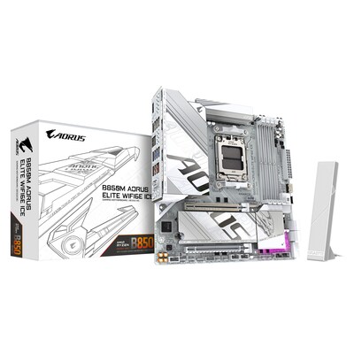 GIGABYTE B850M AORUS ELITE WIFI6E ICE mATX Mainboard Sockel AM5 WIFI6E/DP