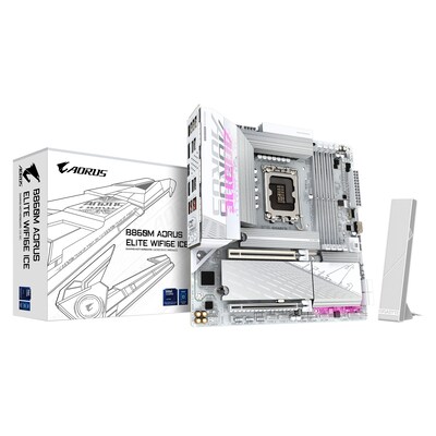 GIGABYTE B860M AORUS ELITE WIFI6E ICE mATX Mainboard Sockel 1851 DP/HDMI