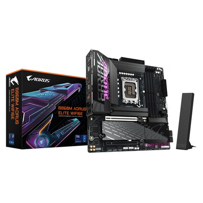 GIGABYTE B860M AORUS ELITE WIFI6E mATX Mainboard Sockel 1851 DP/HDMI