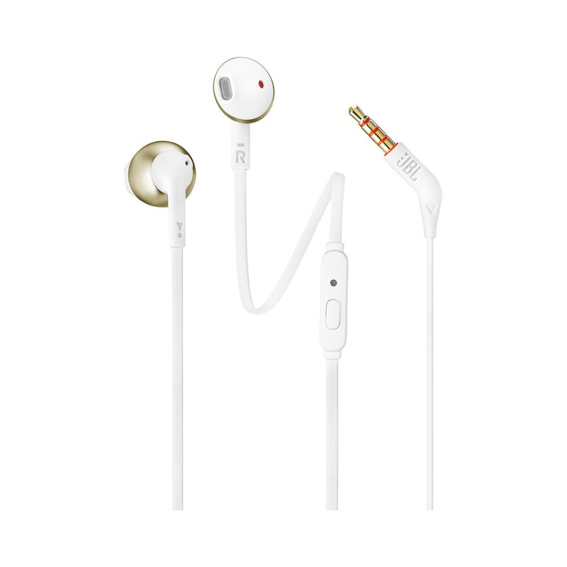 Mikrofon,Tragbares günstig Kaufen-JBL T205 Champagner - In Ear-Kopfhörer mit Mikrofon. JBL T205 Champagner - In Ear-Kopfhörer mit Mikrofon <![CDATA[• Typ: In-Ear Kopfhörer - geschlossen • Farbe: Beige • Besonderheiten: Headsetfunktion - Aut. Stummschaltung - Integrierte Fernbedi
