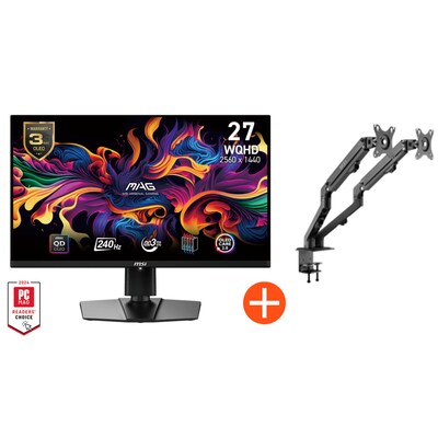 MSI 2x  MAG 271QPXDE QD-OLED E2 67,3cm (26,5″) QHD Gaming Monitor + Gratis Monitorarm | 04711377190336