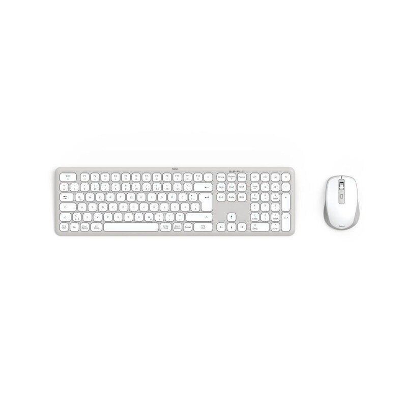 Funk Tastatur günstig Kaufen-Hama 00173066 Multi-Device-Tastatur-Maus-Set "WKM-550", kabellos, Funk/BT, ws, QWERTZ DE. Hama 00173066 Multi-Device-Tastatur-Maus-Set "WKM-550", kabellos, Funk/BT, ws, QWERTZ DE <![CDATA[• Kabellos, 2,4GHz + Bluetooth, 10 m Reichweite • T