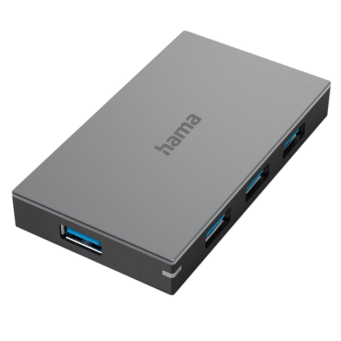 Hama 00200115 USB-Hub, 4 Ports, USB 3.0, 5 Gbit/s, Schnellladen, inkl. Kabel und Netzteil Image