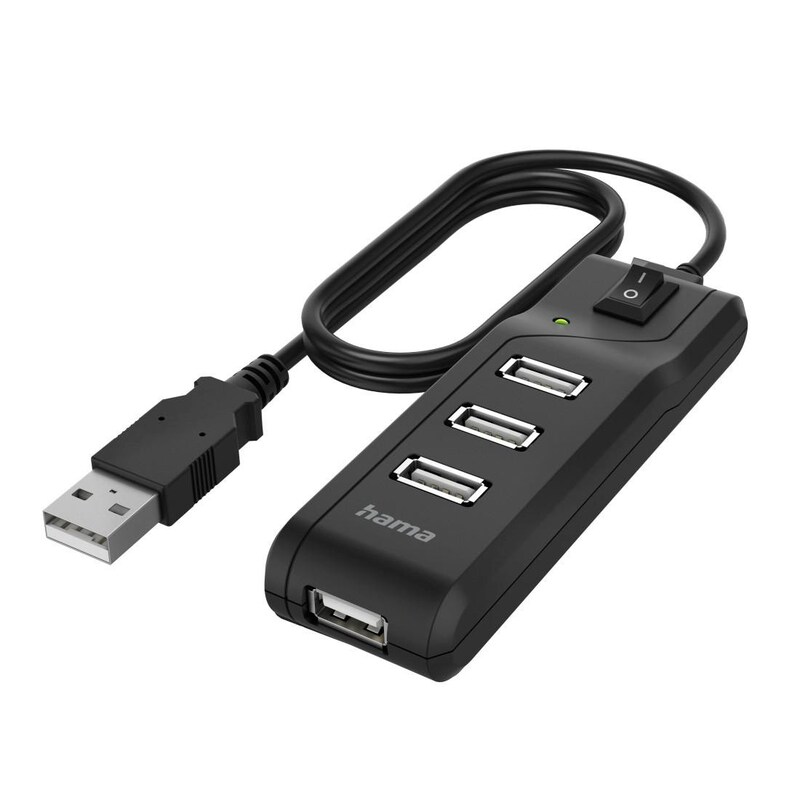 Hub USB günstig Kaufen-Hama 00200118 USB-Hub, 4 Ports, USB 2.0, 480 Mbit/s, Schwarz mit Einschalter. Hama 00200118 USB-Hub, 4 Ports, USB 2.0, 480 Mbit/s, Schwarz mit Einschalter <![CDATA[• Externer USB-Hub mit USB-A Anschluss • bietet 4 x USB 2.0 Ports, max. 480 Mbit/s • Integr