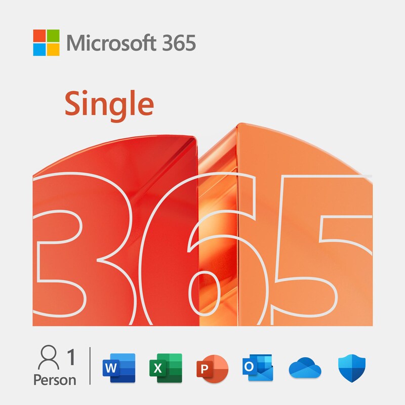 Microsoft 365 Single (Office-Apps inkl. Copilot-KI und 1TB Cloudspeicher) | Download & Produktschlüssel