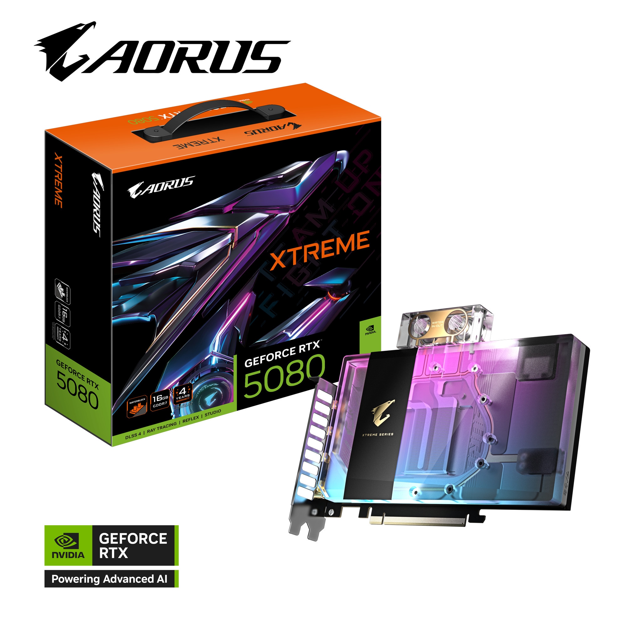 GIGABYTE AORUS GeForce RTX 5080 XTREME WATERFORCE WB 16G Grafikkarte HDMI/DP