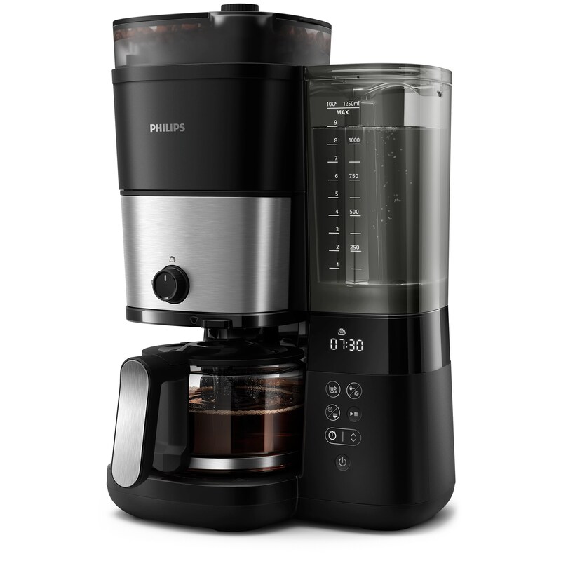 Philips HD7888/01 All-in-1 Brew Kaffeemaschine mit Mahlwerk Schwarz Metall