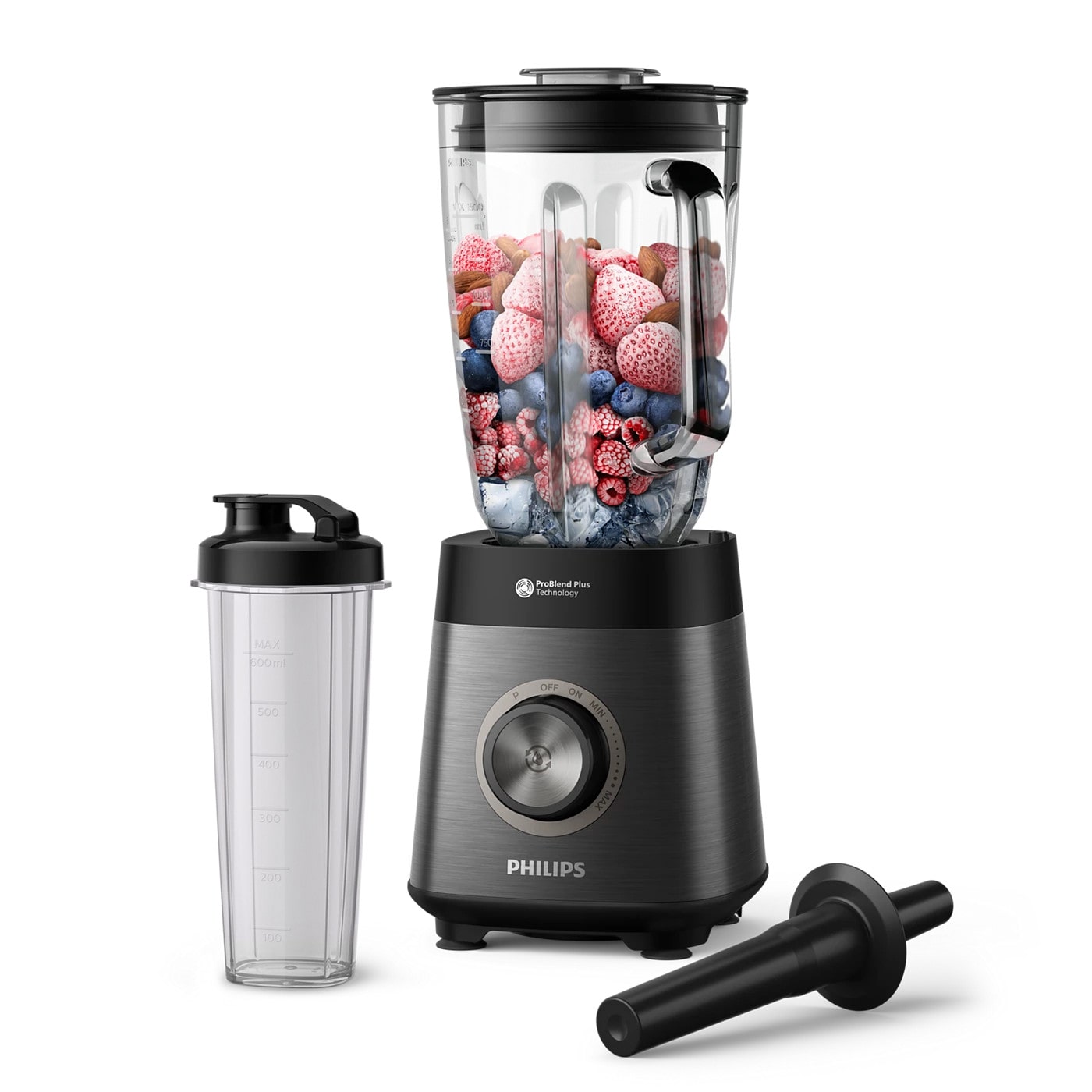 Philips Standmixer 5000 Serie, Schwarz, 1200 W | Blend-and-go-Behälter, automatisierte Reinigung, spülmaschinengeeignet, 2 l, ProBlend Plus (HR3041/00) - Bild 3