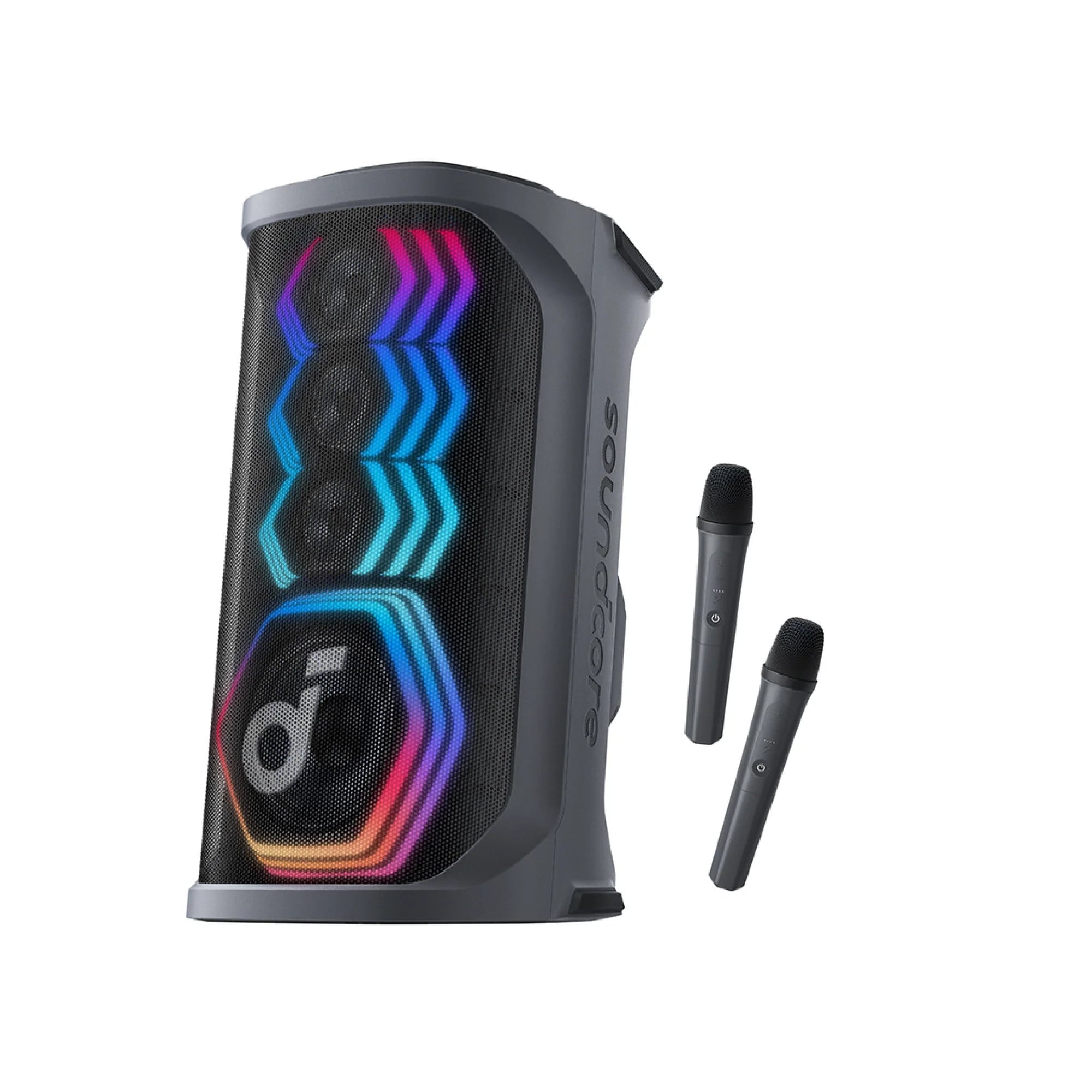 Soundcore Rave 3 Bluetooth Lautsprecher schwarz LED inkl 2 kabellose Mikrofone