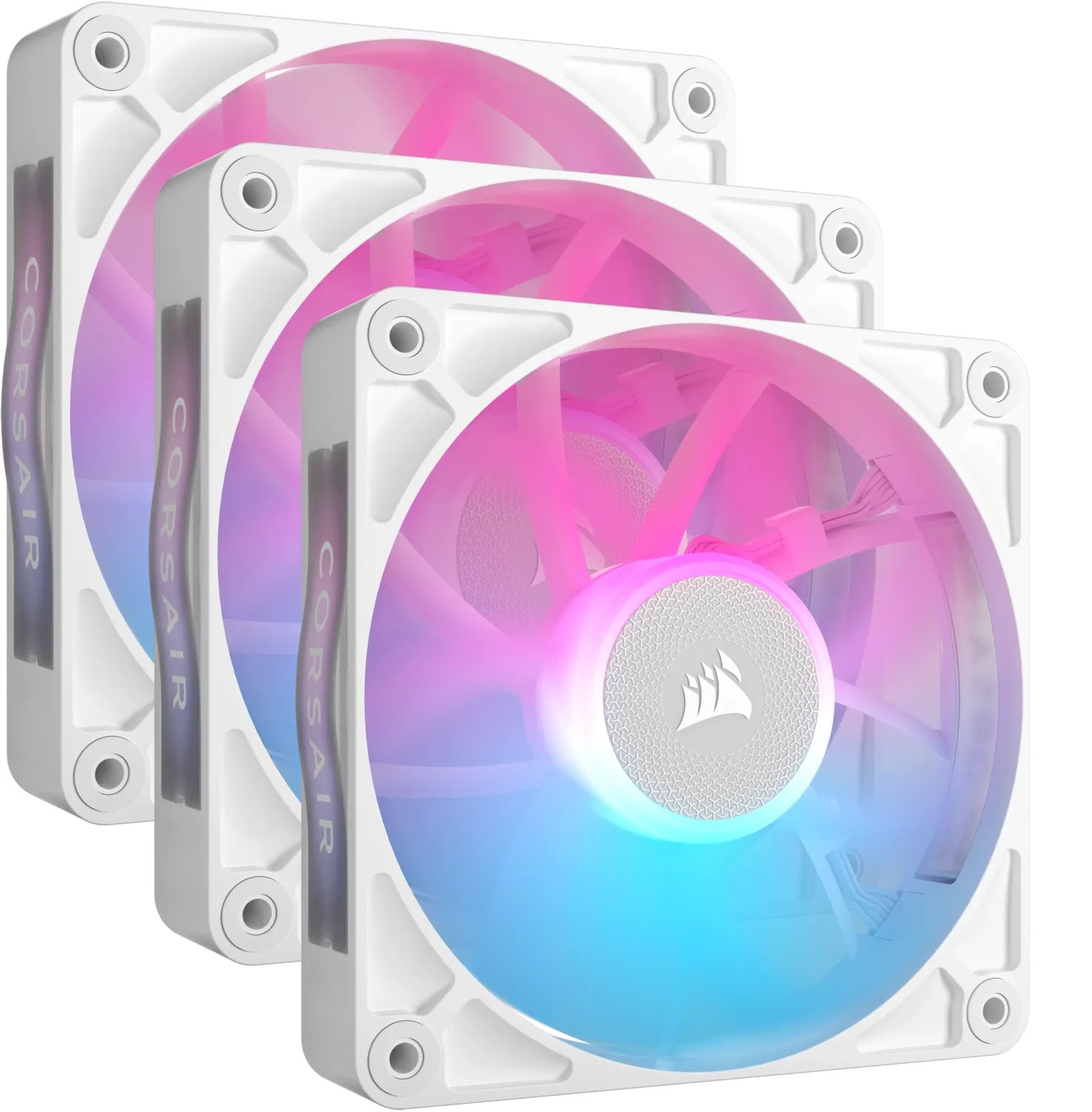 Corsair iCUE LINK RX120 RGB Starter Kit, weiß, LED-Steuerung, 120mm, 3er-Pack