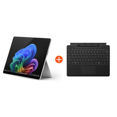 Microsoft Surface Pro (11. Edition) Copilot+ PC 13" 2in1 Platin Snapdragon® X Plus 16GB/512GB SSD Win11 EP2-08345 ohne Netzteil inkl. MS Surface Pro Keyboard mit Slim Pen schwarz