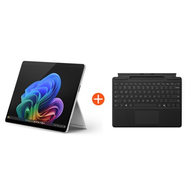 Microsoft Surface Pro (11. Edition) Copilot+ PC 13" OLED 2in1 Platin Snapdragon® X Elite 16GB/512GB SSD Win11 EP2-08363 ohne Netzteil inkl. MS Surface Pro Keyboard mit Stiftaufbewahrung schwarz