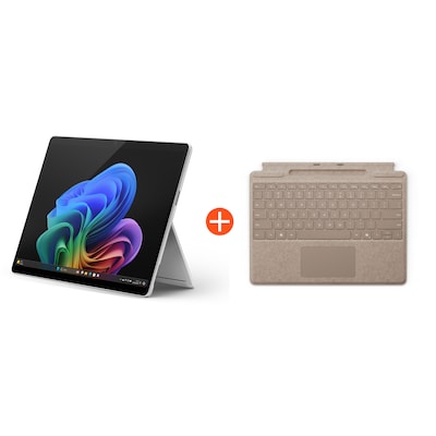 Microsoft Surface Pro (11. Edition) Copilot+ PC 13" OLED 2in1 Platin Snapdragon® X Elite 16GB/512GB SSD Win11 EP2-08363 ohne Netzteil inkl. MS Surface Pro Keyboard mit Stiftaufbewahrung Sand