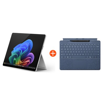 Microsoft Surface Pro (11. Edition) Copilot+ PC 13" OLED 2in1 Platin Snapdragon® X Elite 16GB/512GB SSD Win11 EP2-08363 ohne Netzteil inkl. MS Surface Pro Keyboard mit Slim Pen saphir