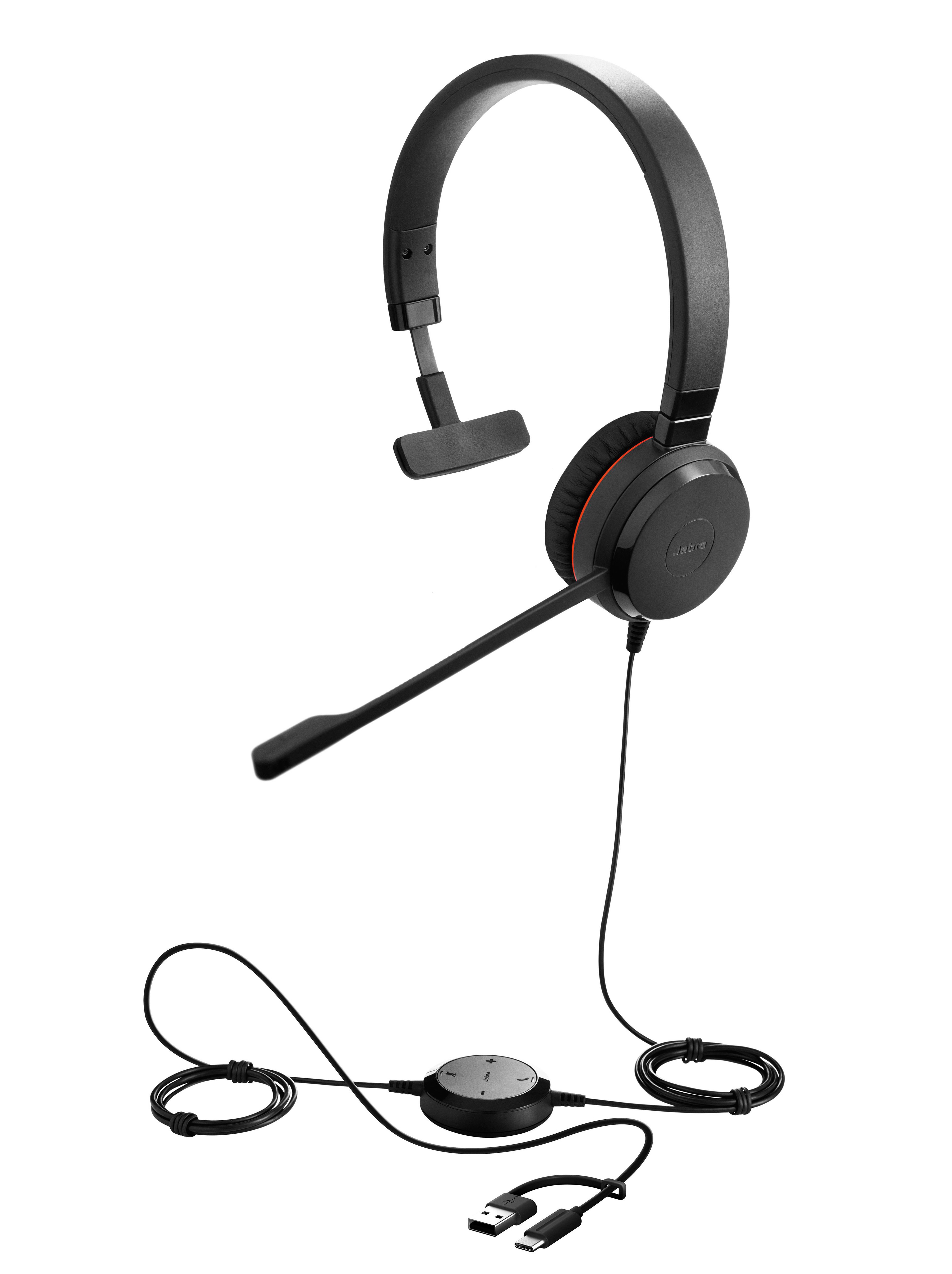 Jabra Evolve 30 II Mono Headset Schwarz - USB-C/A, UC-Version, Mikrofon mit Geräuschunterdrückung