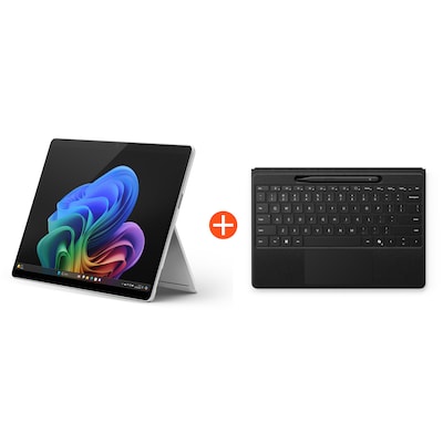 Microsoft Surface Pro (11. Edition) Copilot+ PC 13" 2in1 Platin 5G Snapdragon® X Plus 16GB/256GB SSD Win11 EP2-08261 ohne Netzteil inkl. Flex Keyboard +Slim Pen schwarz