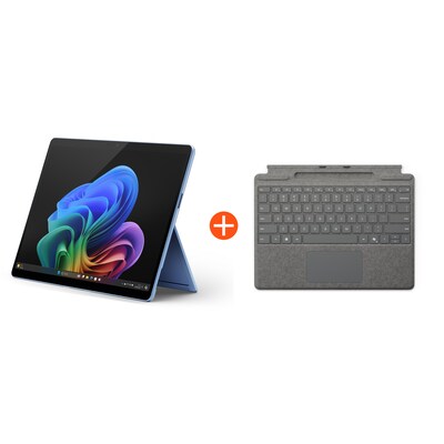 Microsoft Surface Pro (11. Edition) Copilot+ PC 13" OLED 2in1 Saphir Snapdragon® X Elite 16GB/1TB SSD Win11 EP2-08390 ohne Netzteil inkl. MS Surface Pro Keyboard mit Stiftaufbewahrung platin