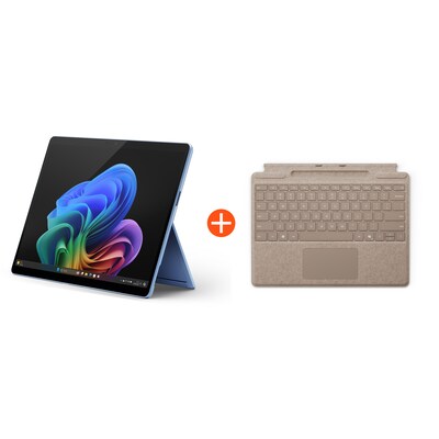 Microsoft Surface Pro (11. Edition) Copilot+ PC 13" OLED 2in1 Saphir Snapdragon® X Elite 16GB/1TB SSD Win11 EP2-08390 ohne Netzteil inkl. MS Surface Pro Keyboard mit Stiftaufbewahrung Sand