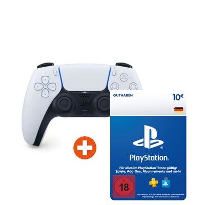 Sony PlayStation DualSense Wireless-Controller | White | inkl. PlayStation® Guthaben 10 Euro