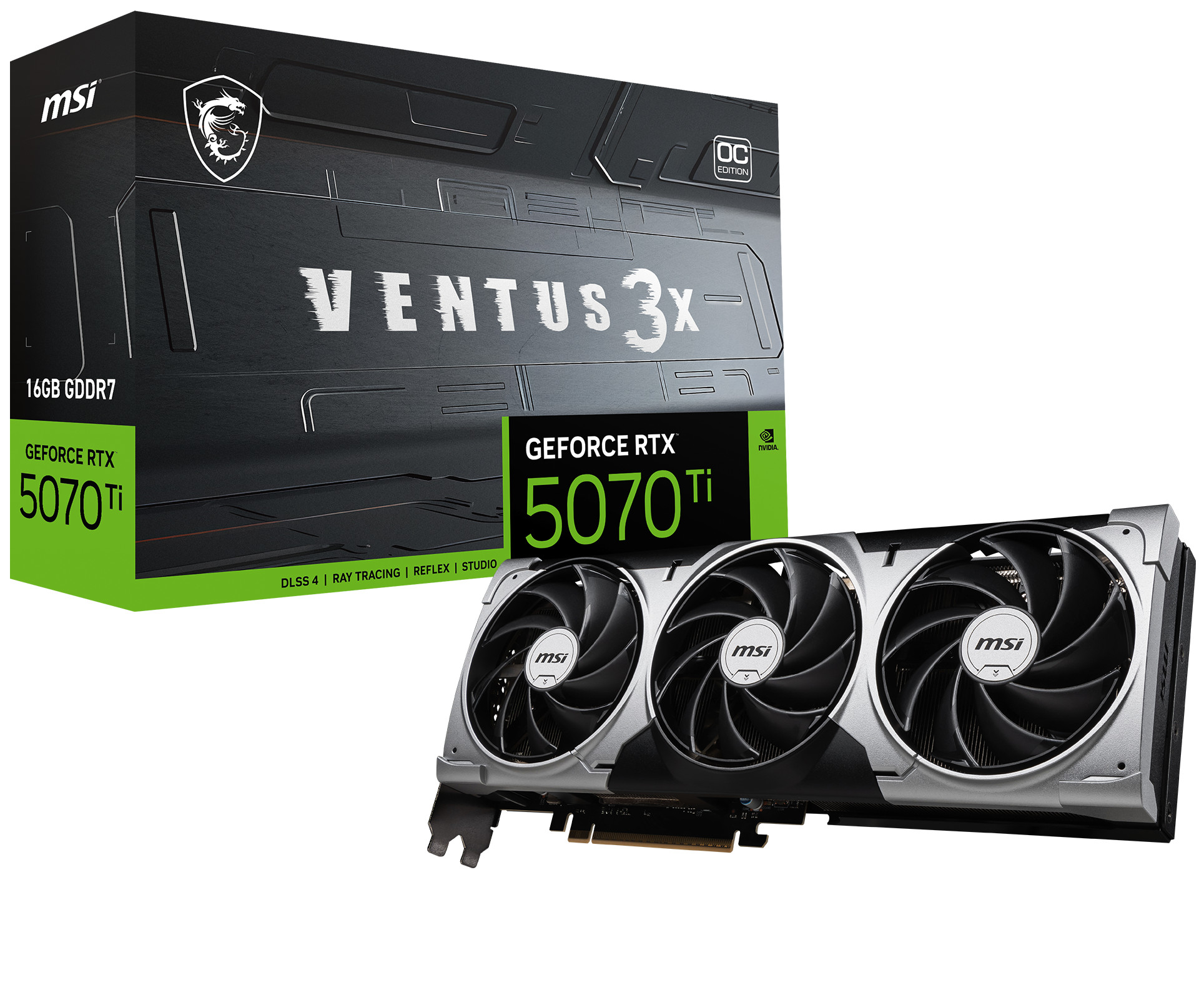 MSI GeForce RTX 5070 Ti 16G VENTUS 3X OC 16GB GDDR7 Grafikkarte, 1x HDMI, 3x DP