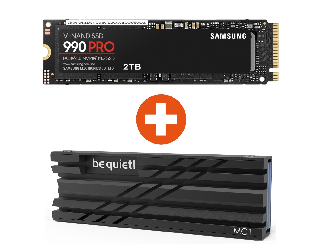 Samsung 990 PRO NVMe SSD 2 TB M.2 PCIe 4.0 3D-NAND TLC + be quiet! M.2 SSD-Kühler MC1