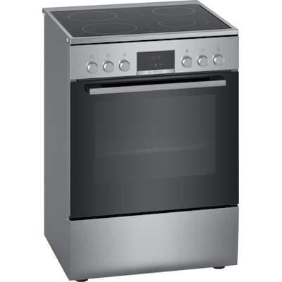 Bosch HKR39C250 Serie 4 Elektroherd mit Glaskeramik-Kochfeld freistehend edelstahl