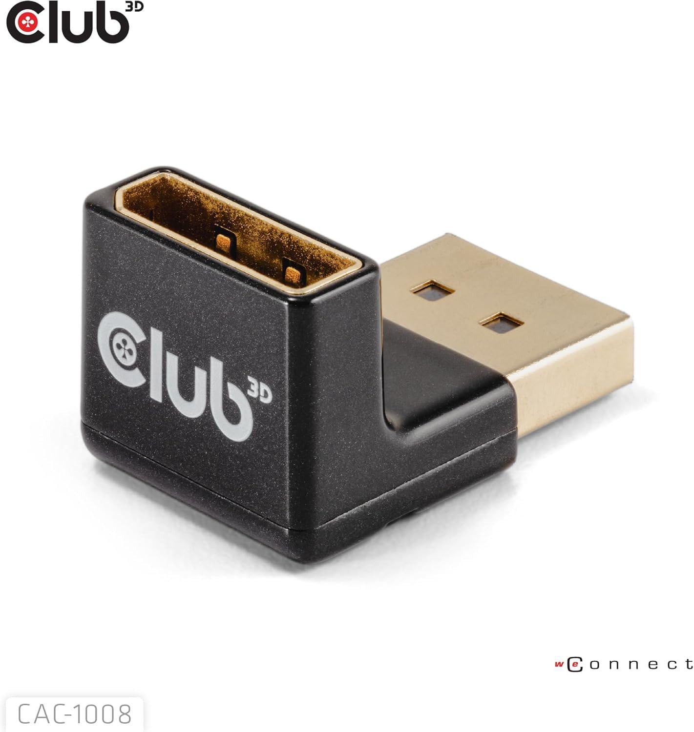 Club 3D DisplayPort 1.4 4K120Hz gewinkelter Adapter Stecker/ Buchse