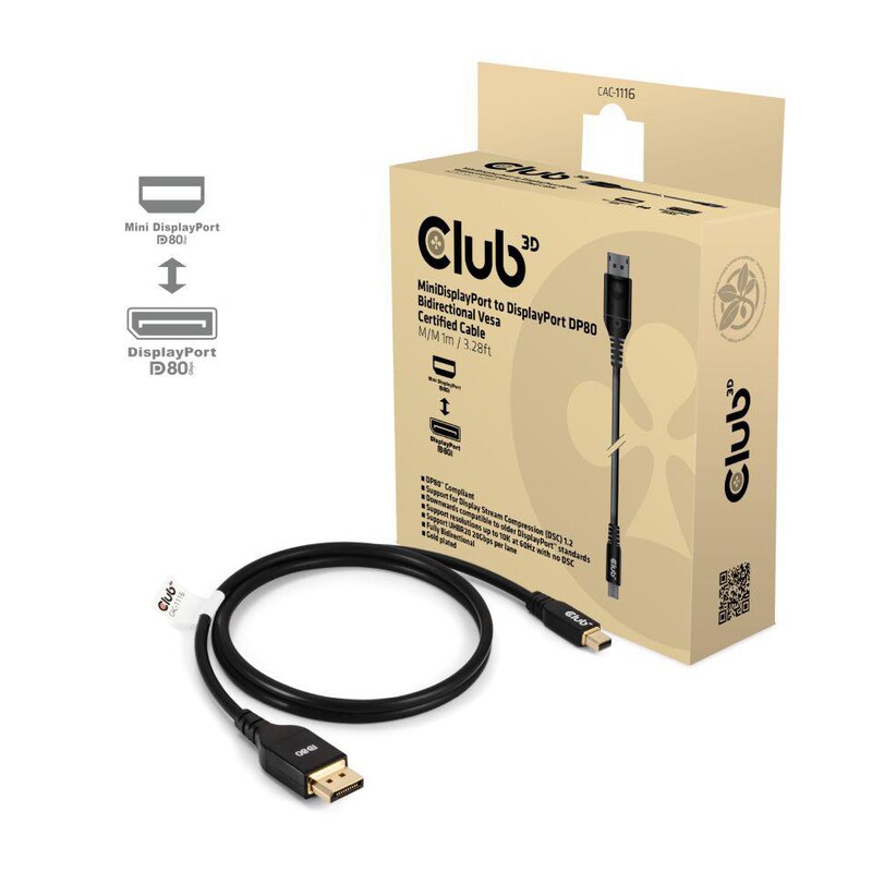 Club 3D MiniDP 2.1 zu DisplayPort 80 Bidirectionel Vesa zertifiziert St./St. 1m schwarz