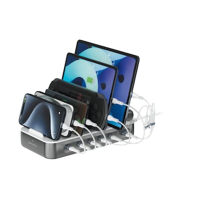 Image of 4smarts Ladestation „Team 5C/1A“ 100W inkl. 6 Kabel spacegrau