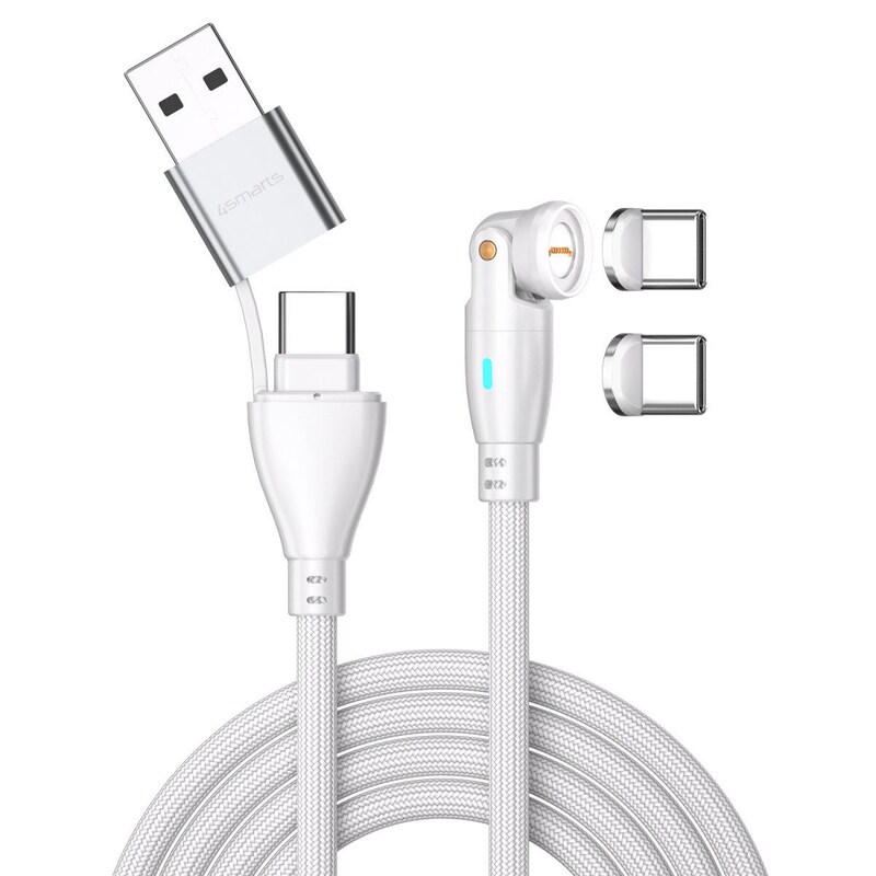 lange günstig Kaufen-4smarts USB-C/A 540° Magnetkabel GravityCord 100W 1,8m weiß. 4smarts USB-C/A 540° Magnetkabel GravityCord 100W 1,8m weiß <![CDATA[• USB-Kabel, Spezifikation:  - Länge: 1800 mm • Anschluß A: USB Typ C-USB Typ A • Anschluß B: USB Typ C •