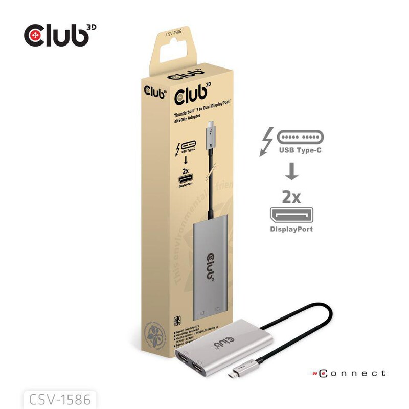 Port Thunderbolt günstig Kaufen-Club 3D Thunderbolt 3 auf dual DisplayPort (4K60Hz) Adapter/ Video Splitter silber. Club 3D Thunderbolt 3 auf dual DisplayPort (4K60Hz) Adapter/ Video Splitter silber <![CDATA[• Thunderbolt-Adapter, Spezifikation: • Anschluß A: USB C-USB-A • Anschluß B: 2