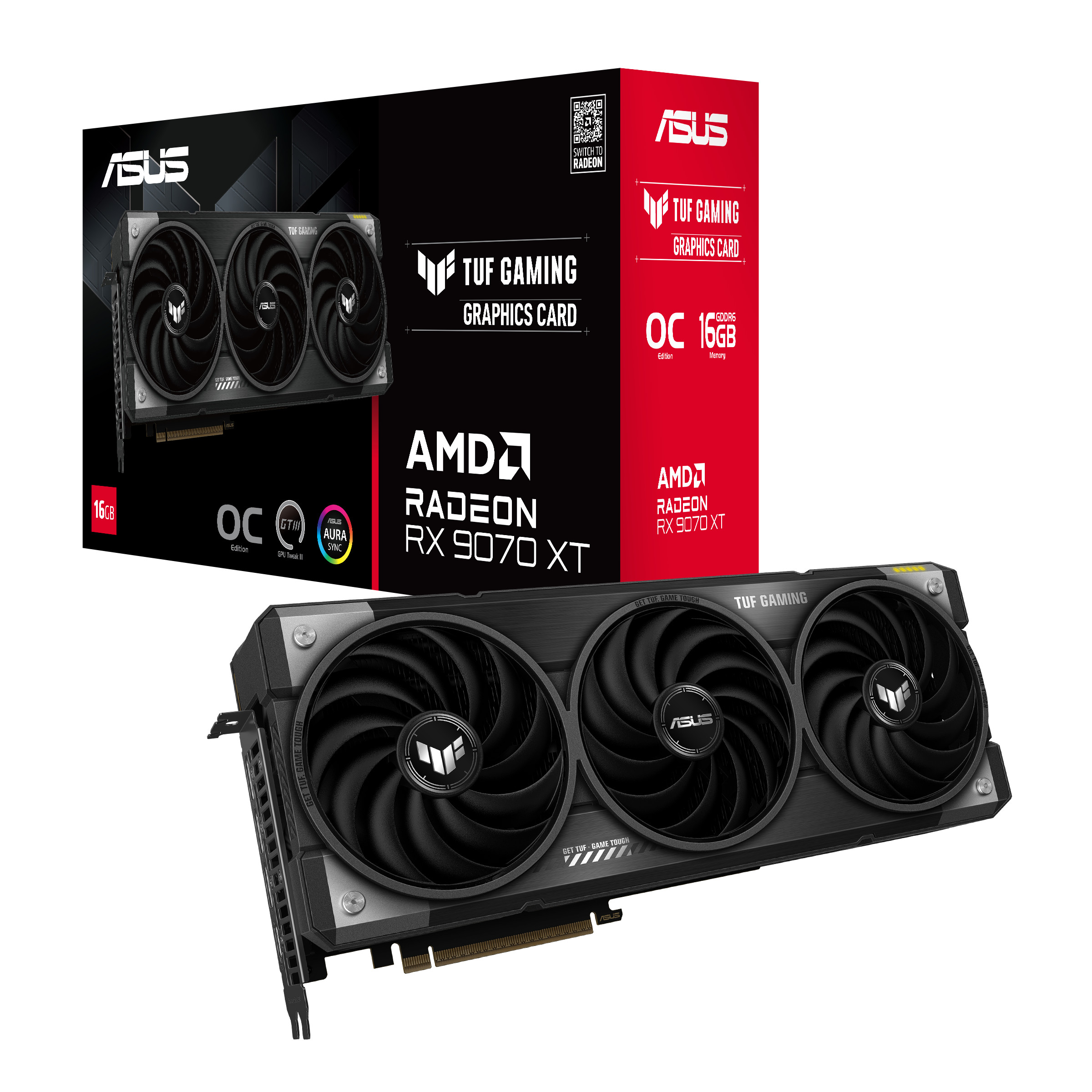 ASUS TUF Radeon RX 9070 XT Gaming OC TUF-RX9070XT-O16G-GAMING 16GB DDR6 Grafikkarte, HDMI/DP