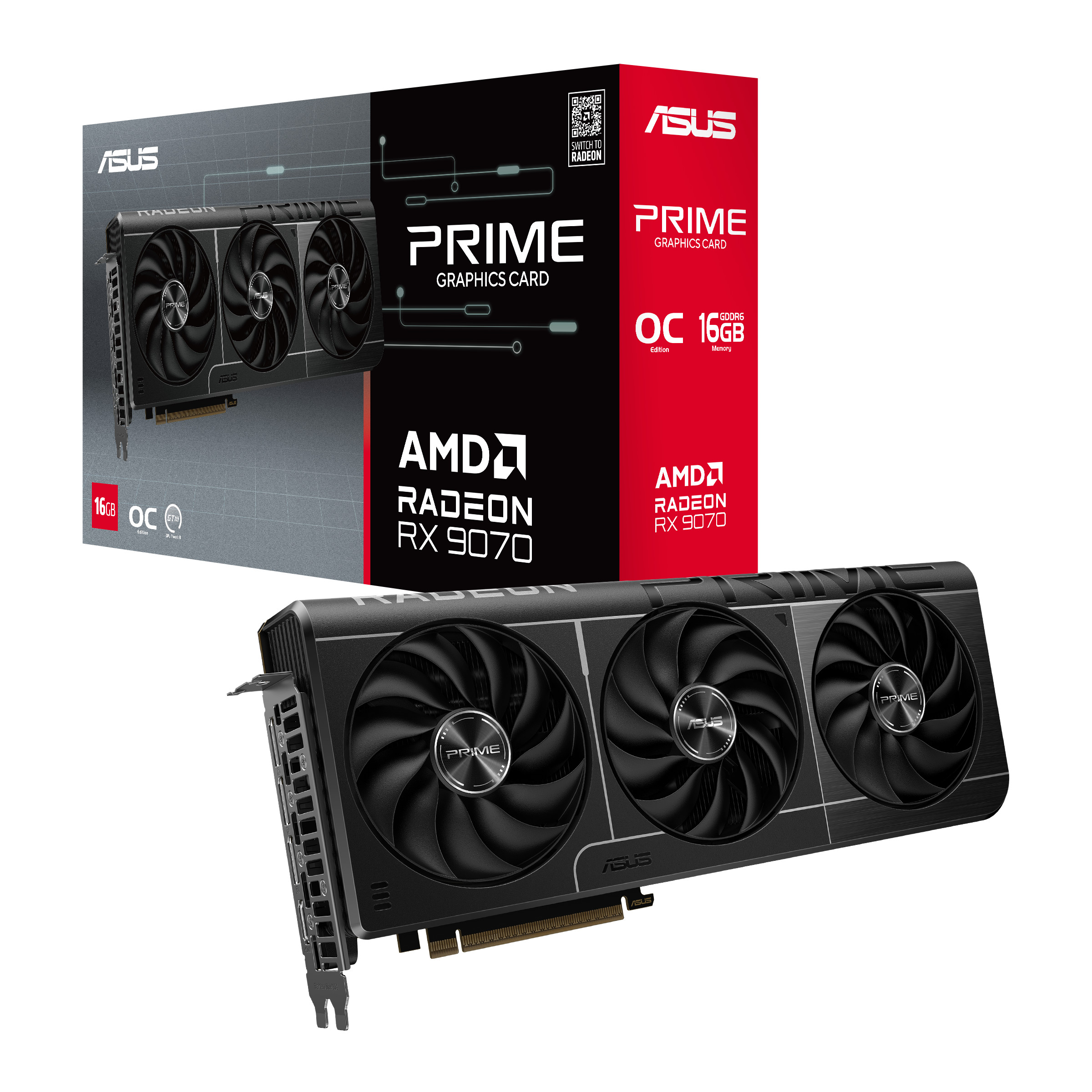 ASUS PRIME Radeon RX 9070 OC PRIME-RX9070-O16G 16GB DDR6 Grafikkarte, HDMI/DP