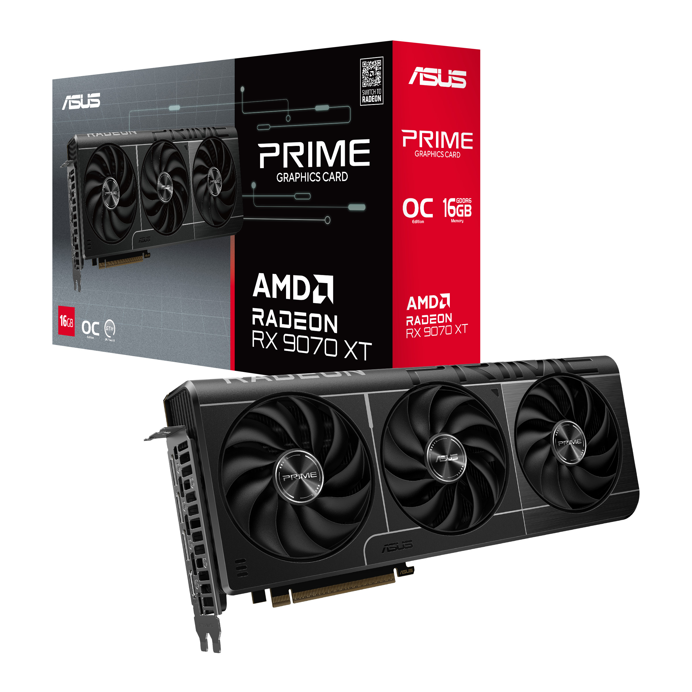 ASUS PRIME Radeon RX 9070 XT OC Edition PRIME-RX9070XT-O16G 16GB DDR6 Grafikkarte, HDMI/DP