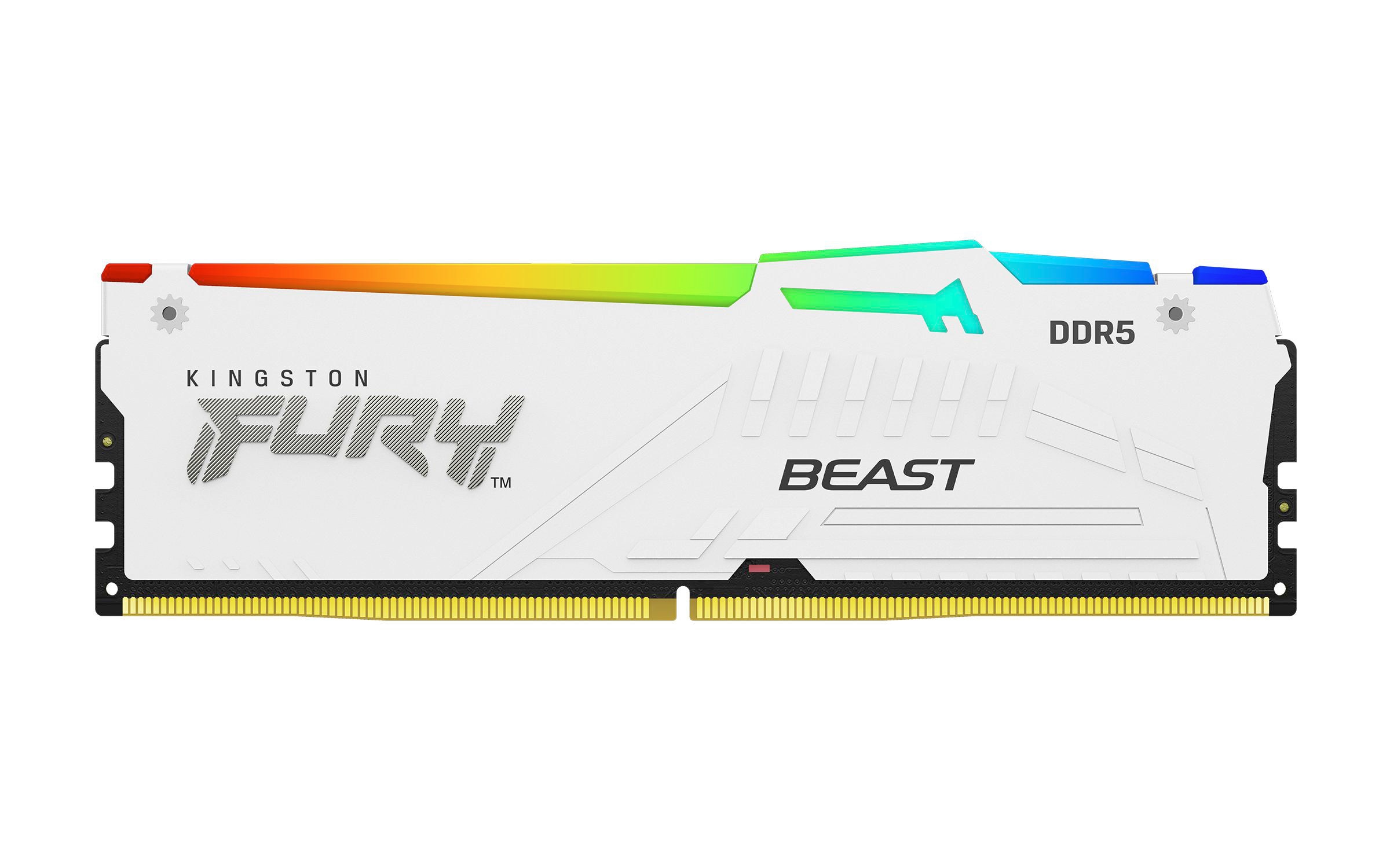 Image of 32GB (2x16GB) Kingston Fury Beast White RGB EXPO DDR5-6000 CL30 RAM Arbeitsspeicherkit