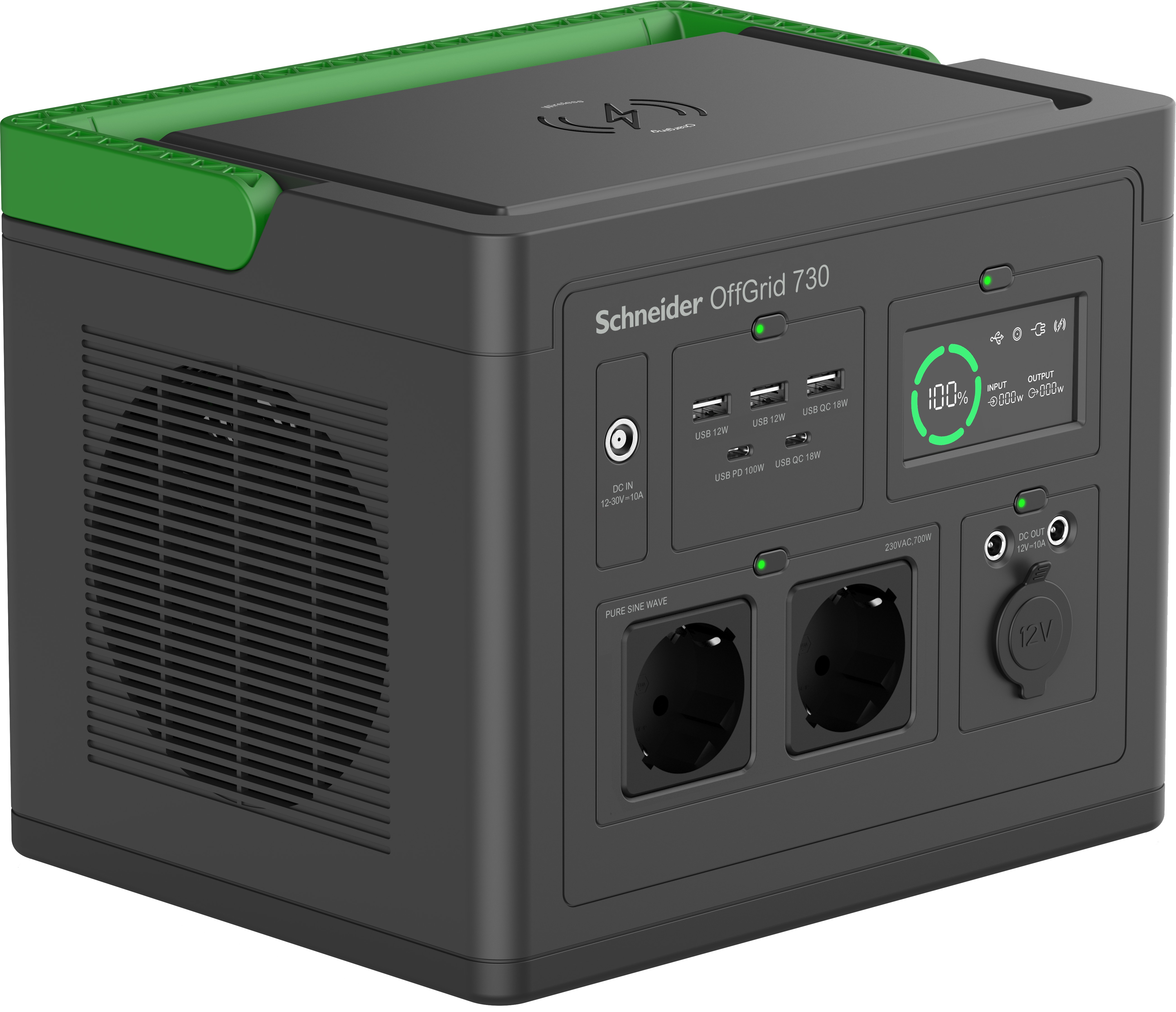 Schneider Electric OffGrid 700 Portable Power Station - 700-1400W Nennleistung, 738Wh, 2x AC, 3x USB-A, 2x USB-C, 6,35kg
