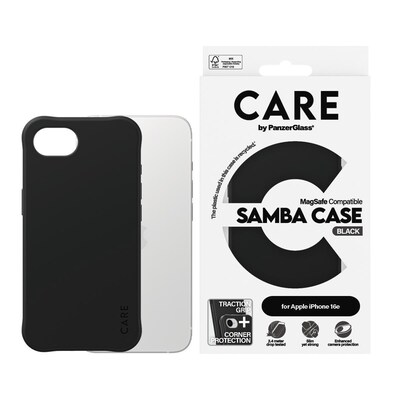 CARE by PanzerGlass® Case Fashionable Samba w. MagSafe, black iPhone 16e