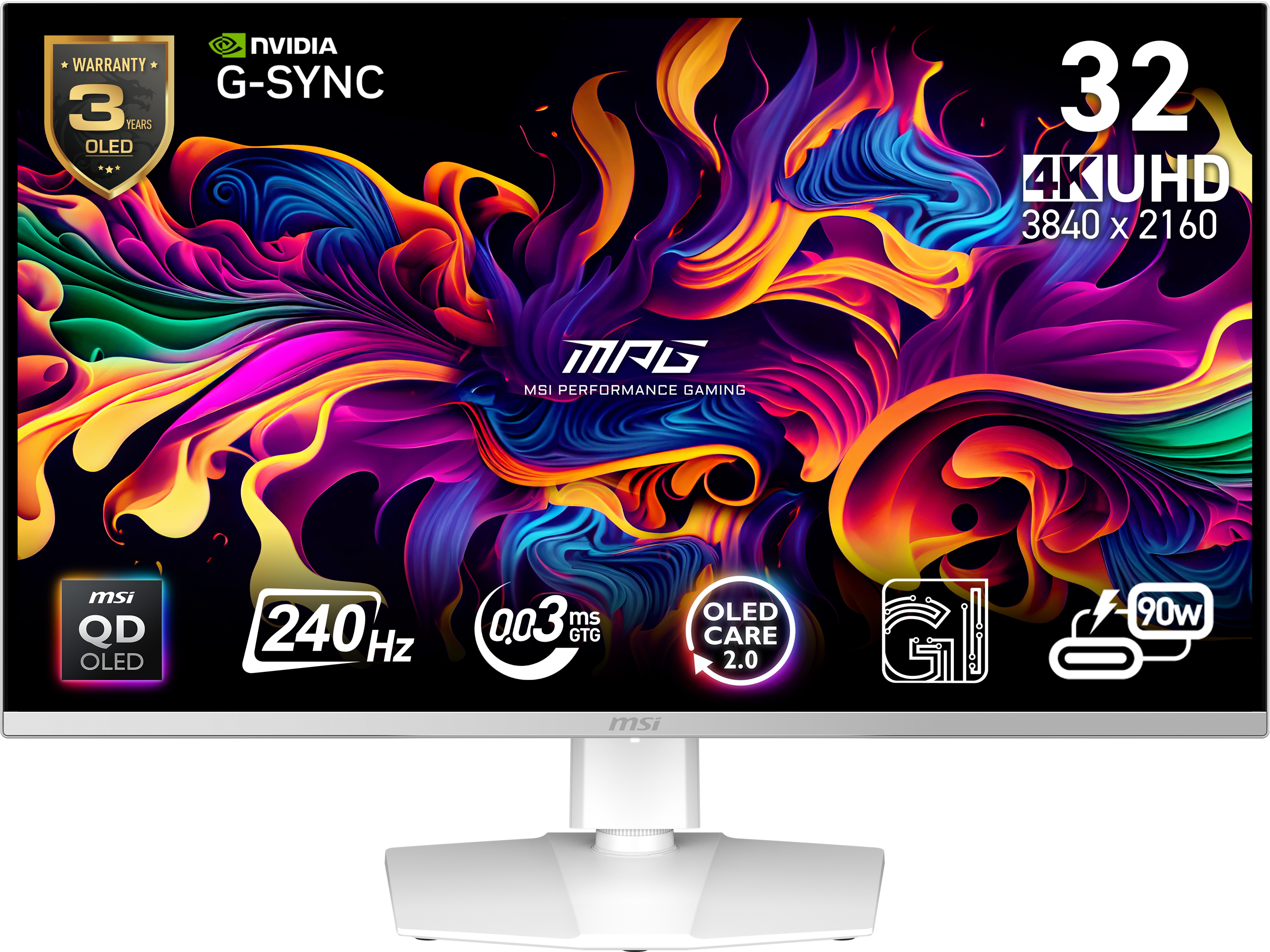 MSI MPG 321URXWDE QD-OLED 32 Zoll 4K (UHD) QD-OLED Panel 16:9 240 Hz Gaming Monitor