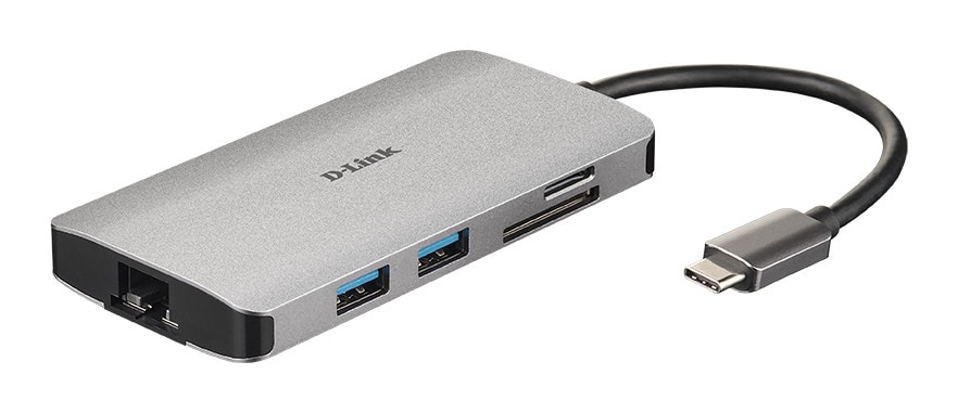 D-Link DUB-M810 8-In-1 USB-C Hub mit HDMI/Ethernet/Kartenleser/USB-C Ladeanschluss