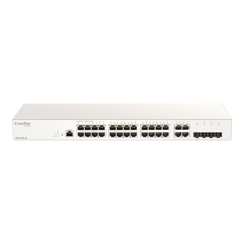 Spielkonsole,mit günstig Kaufen-D-Link DBS-2000-28/E 28-Port Gigabit Desktop Switch Cloud-managed. D-Link DBS-2000-28/E 28-Port Gigabit Desktop Switch Cloud-managed <![CDATA[• Desktop Switch - Layer 2 • 24 Ports , 24 mit PoE (193 W Budget) - 30W PoE pro Port • Kühlung: passiv (lüfterlos