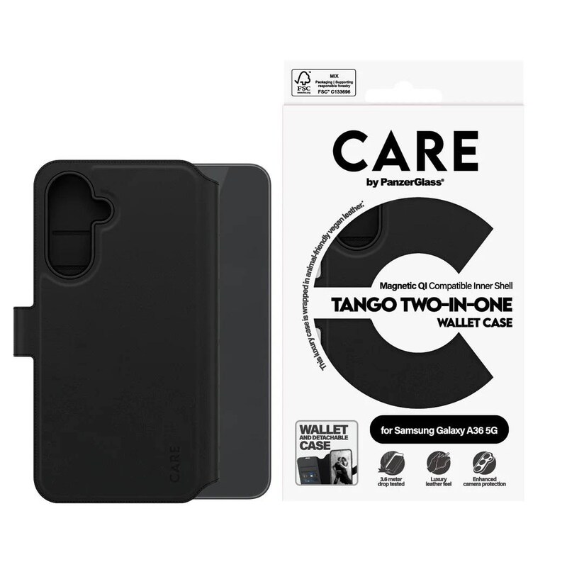 Samsung A36 günstig Kaufen-CARE by PanzerGlass Feature Case Tango 2-in-1 Wallet für Samsung Galaxy A36 5G. CARE by PanzerGlass Feature Case Tango 2-in-1 Wallet für Samsung Galaxy A36 5G <![CDATA[• Farbe: Schwarz, kompatibel zu Galaxy A36 5G • BookCover aus KunstlederRecyc