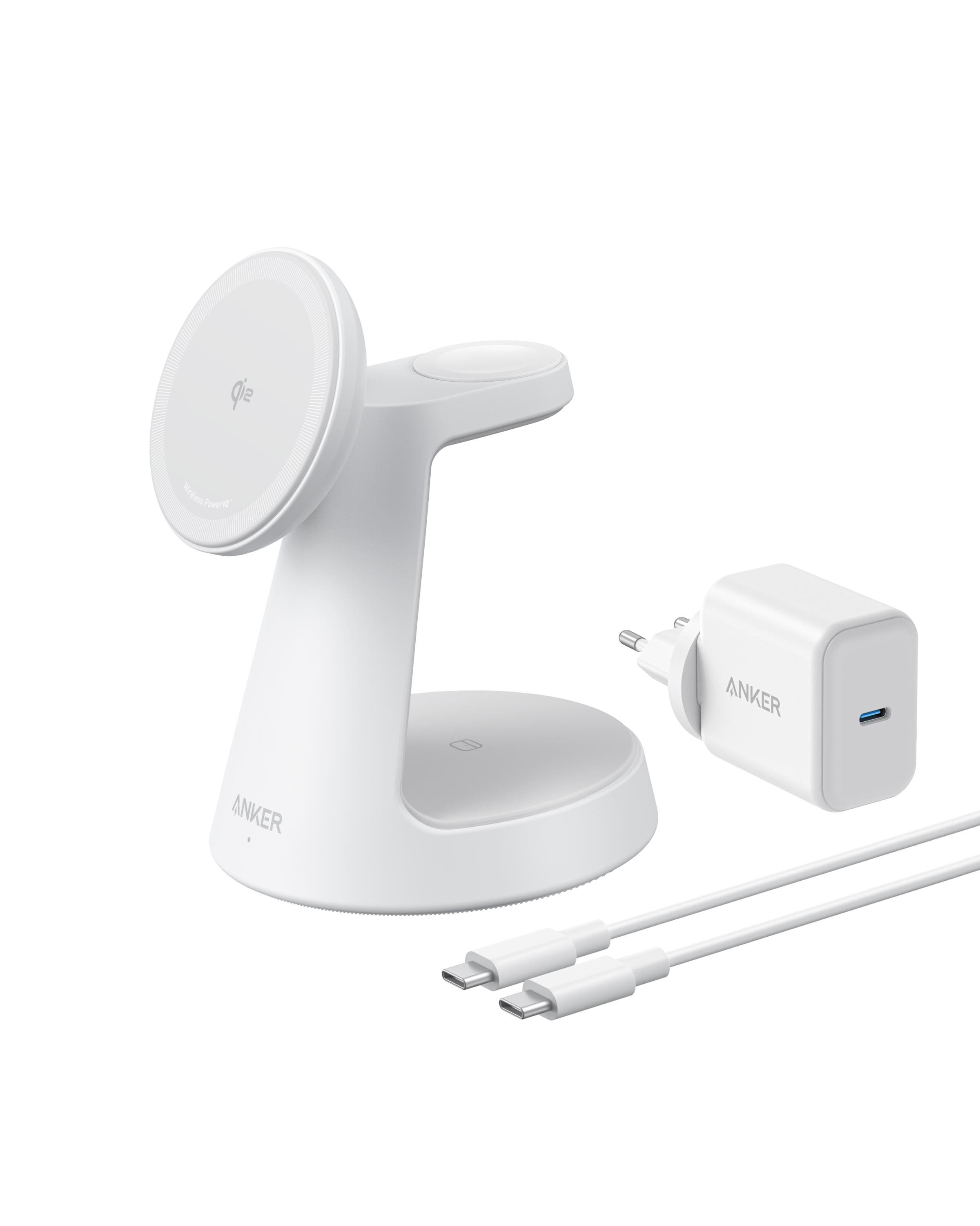 Anker MagGo Wireless Charging Station (3-in-1, Dock Stand) weiß