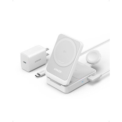 Image of Anker MagGo Wireless Charger (15W, Foldable 3-in-1, weiß)