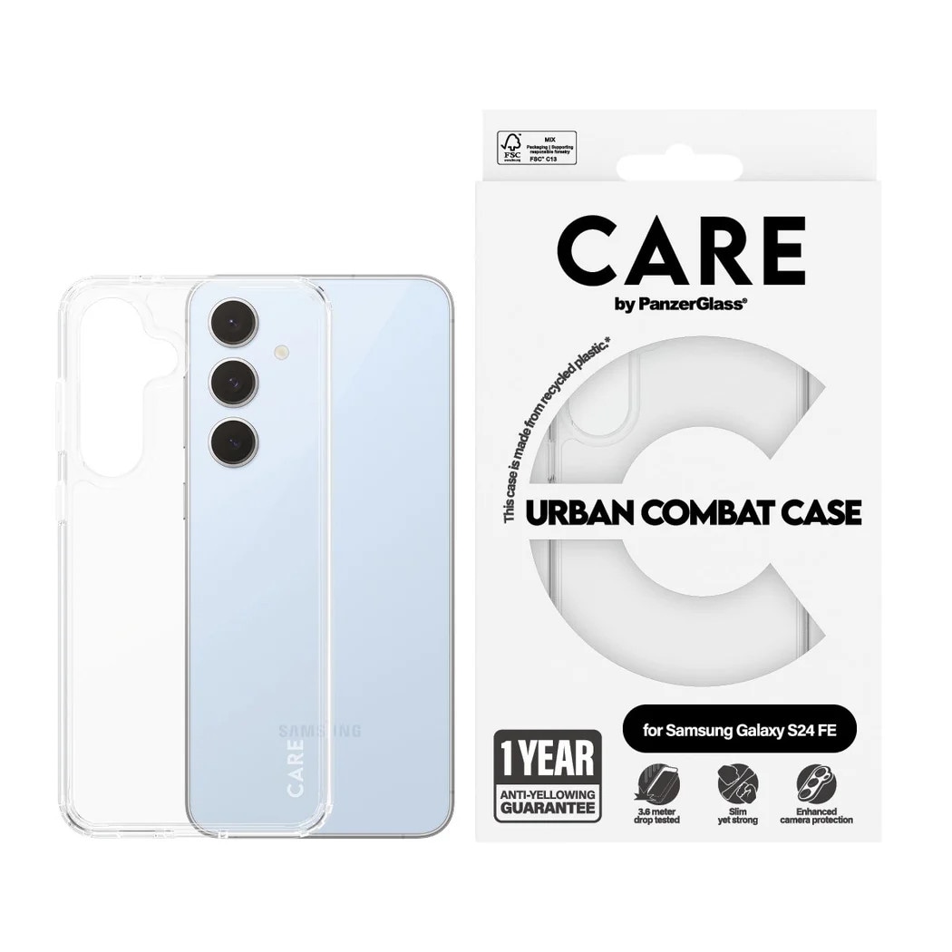 CARE by PanzerGlass® Flagship Case Clear Urban Combat mit Clear Frame Galaxy S24 FE