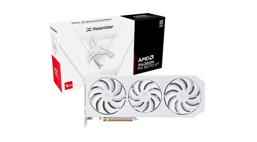 POWERCOLOR AMD Radeon RX 9070 XT Hellhound Spectral White OC 16GB GDDR6 Grafikkarte HDMI/3xDP