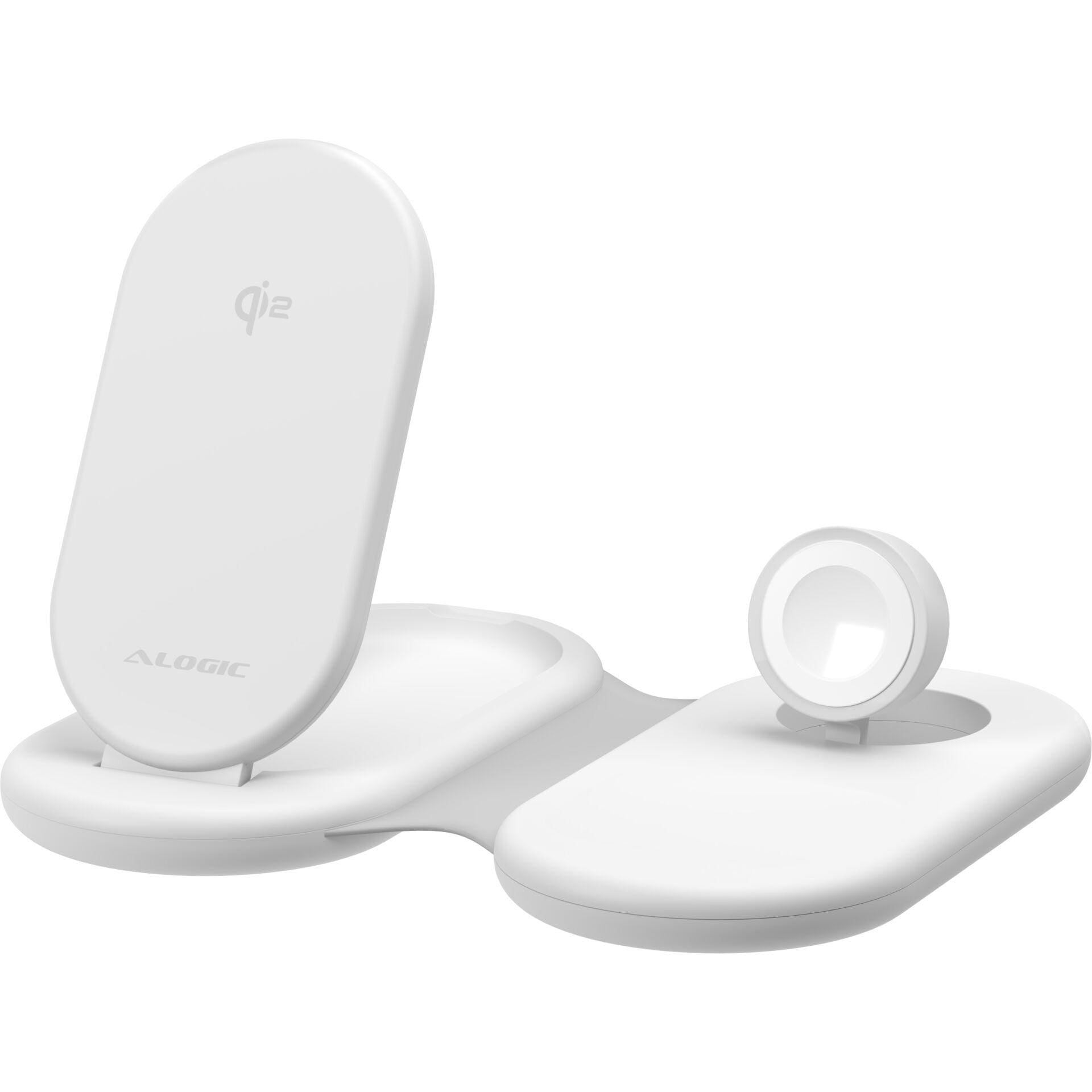 Alogic PackAway 3-in-1 Qi2 Wireless Ladestation klappbar weiß