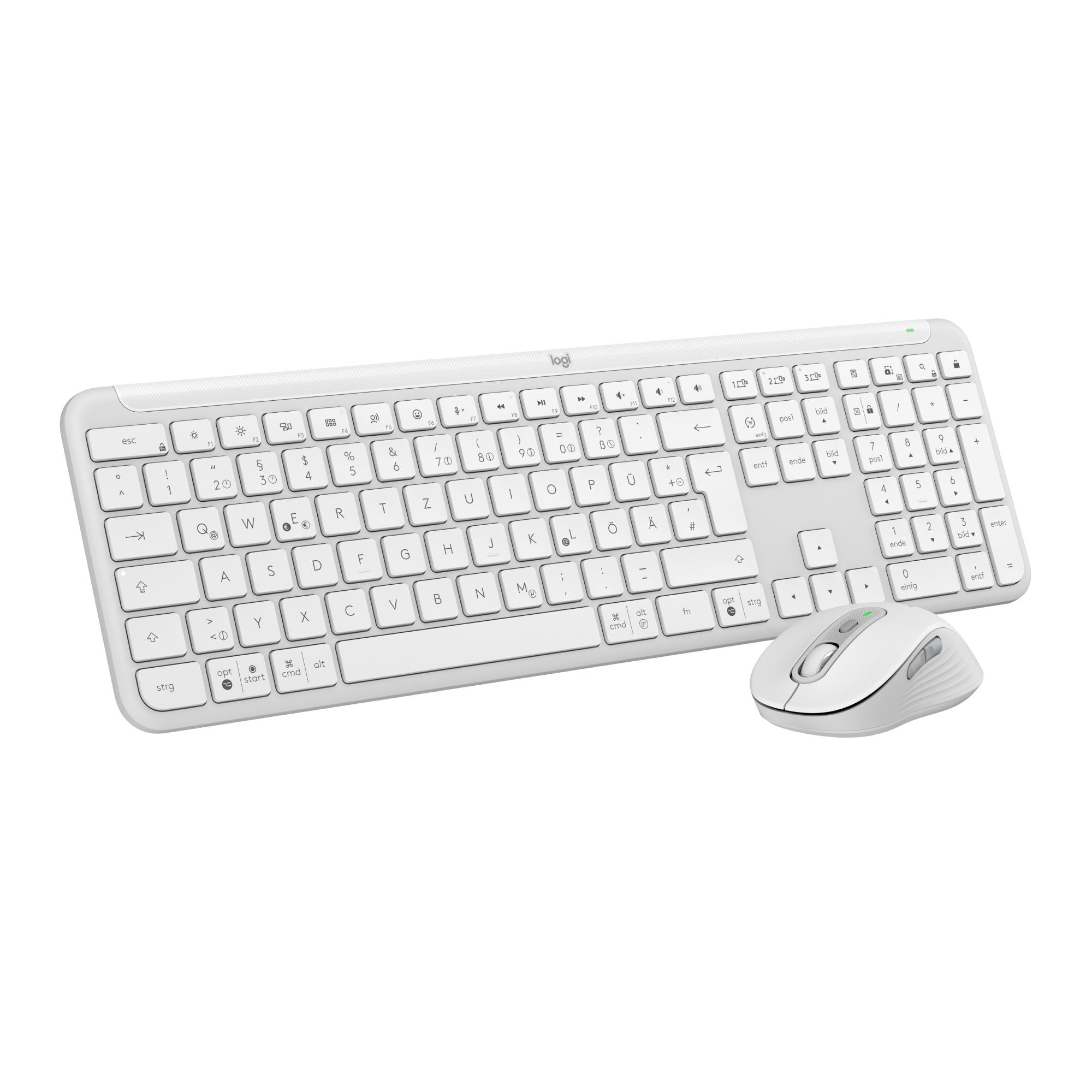 Logitech Signature Slim Combo MK950 Pale Grey - Bluetooth, Logi Bolt Adapter, 4000 DPI, Easy-Switch-Taste